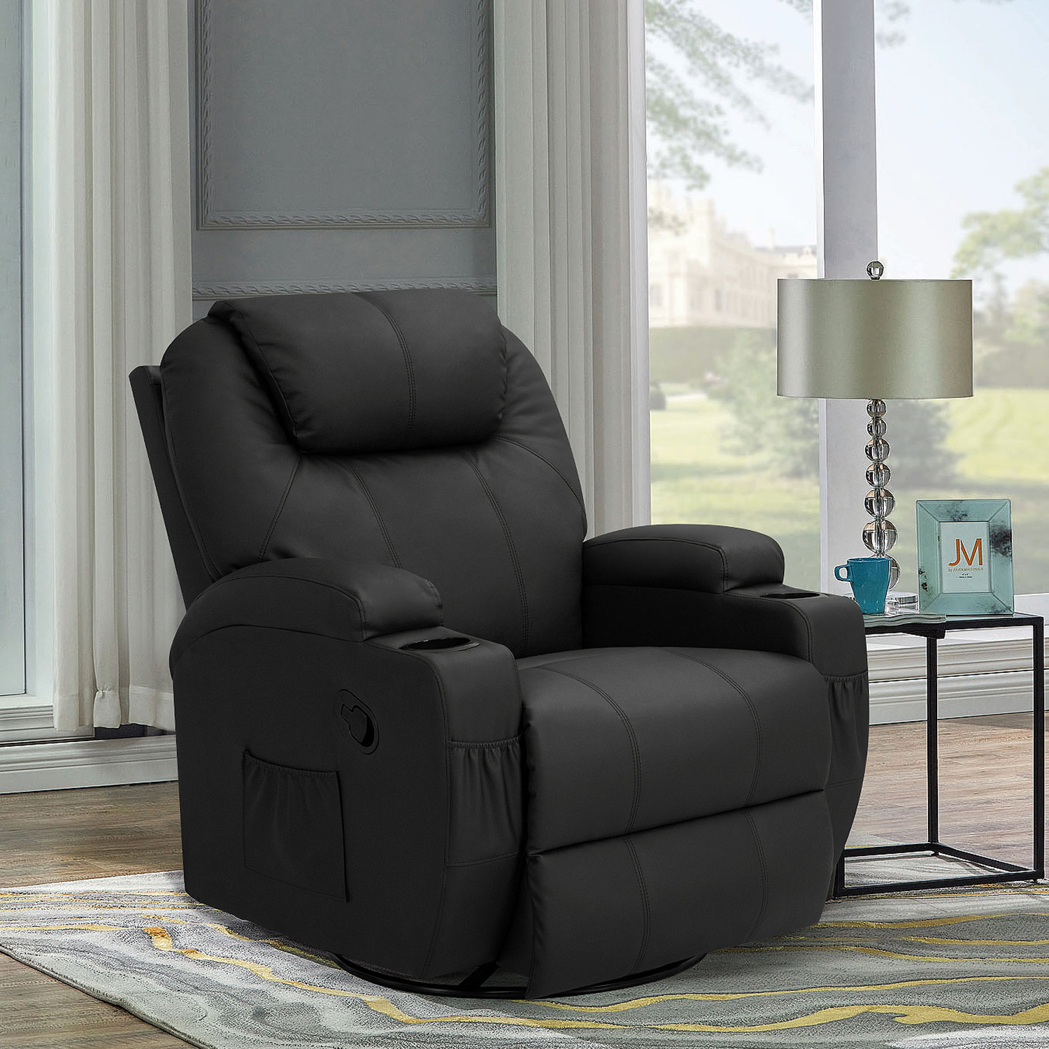 Winston Porter Faux Leather 360 Swivel Reclining Massage Chair for Living Room Bedroom Reviews Wayfair