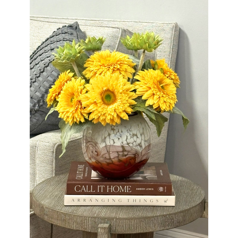 Tournesols disposés dans un vase en verre, Ardosia