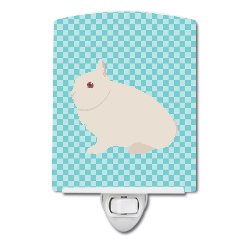 Lampe de nuit en céramique hermelin lapin check, Bleu