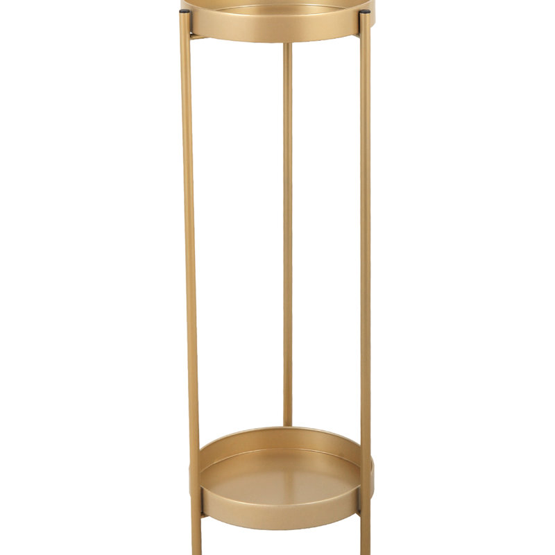 Support moderne pour 2 plantes en métal doré, pliable pour économiser de l'espace, support intérieur et extérieur doré, décoration forte