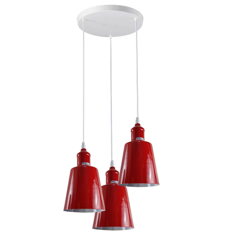 3 - Light Silver Cluster Pendant, Red