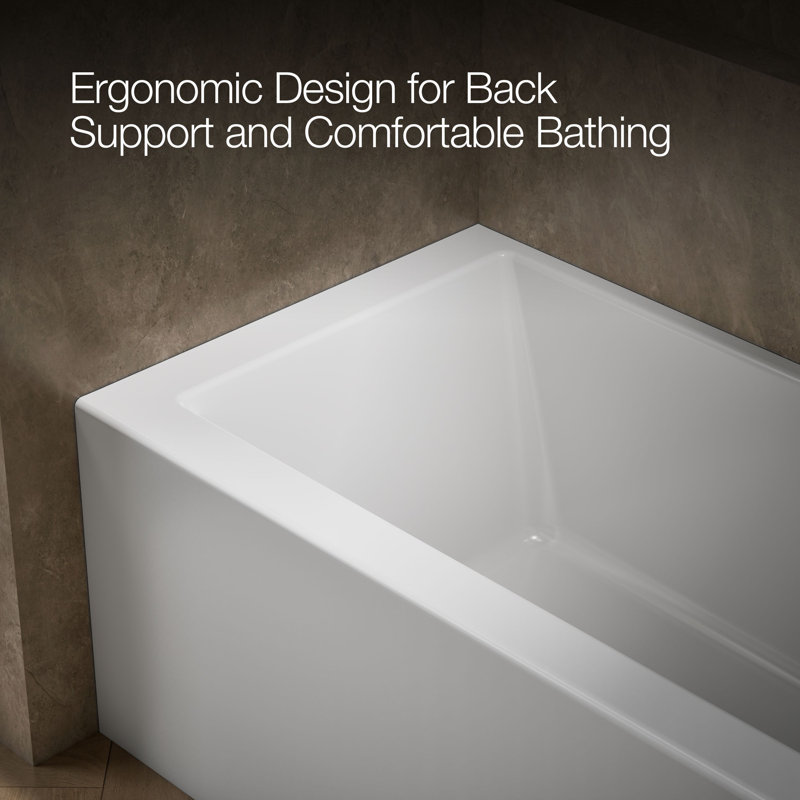 Underscore 60" x 30" Rectangular Alcove Soaking Bathtub with Integral Apron, Right