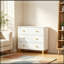 Commodes décoratives avec 3 tiroirs, poignées en bois