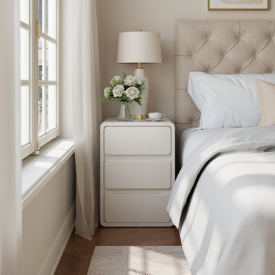 Solid Wood Core Frame Leather Upholstered Nightstand