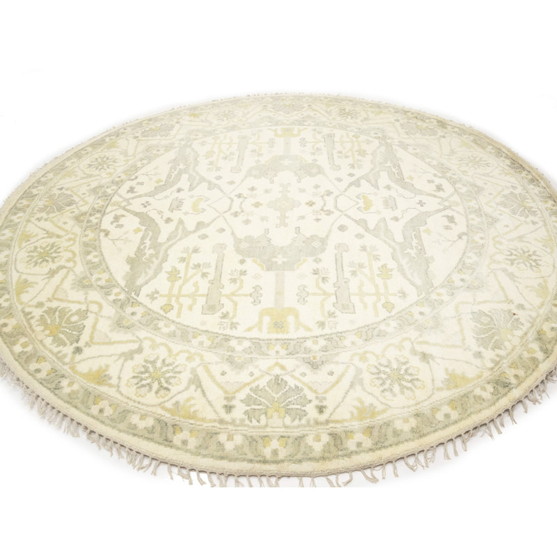 Tapis oriental rond à motif floral Oushak Mute