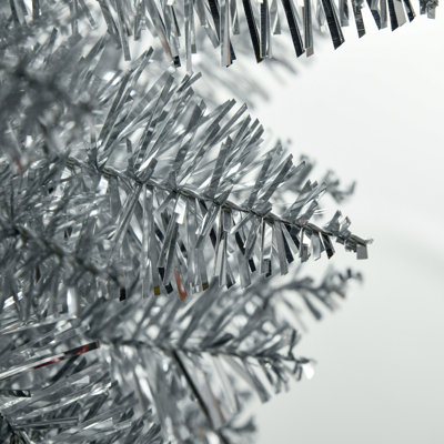 Arbre de Noël artificiel argenté 7 pi avec base en plastique