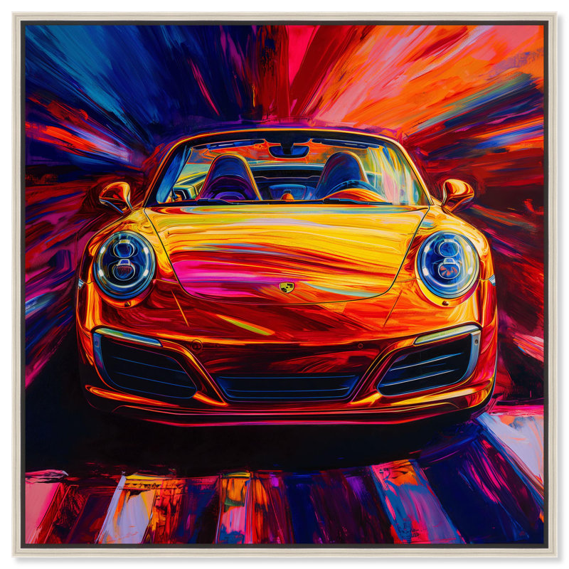 Art de graffiti sur toile, art rétro, Encadrement argenté, H 25 po x l 25 po x P 2 po