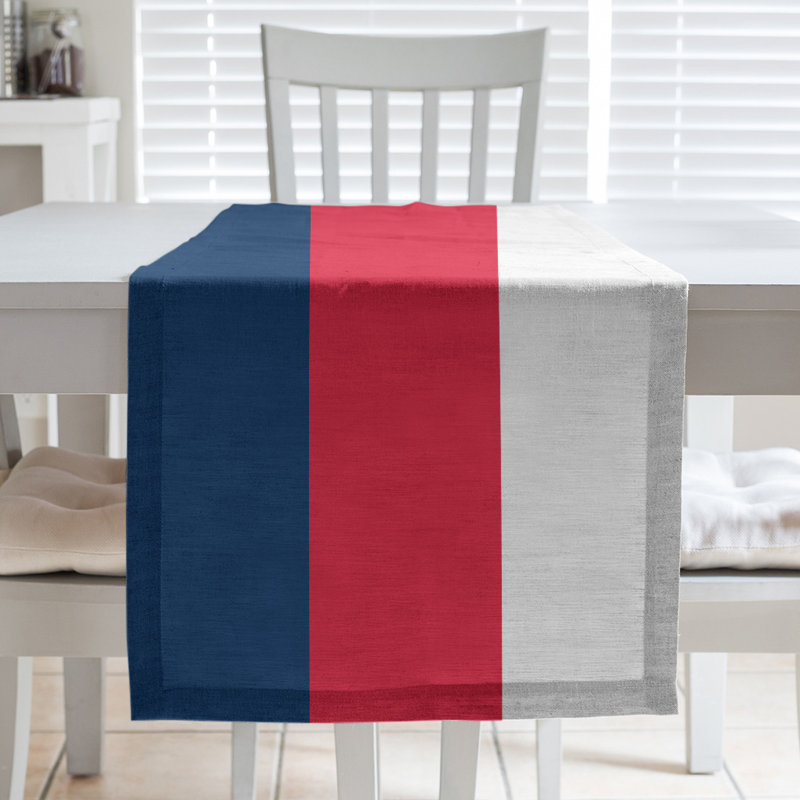 Miami Basketball Table Runner, 90" L x 16" W, Poly Twill, Navy Blue/Red/White
