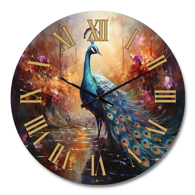 Horloge murale Peacock Expressionist Portrait II, Médium