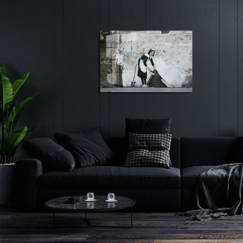 Stunning Banksy Tempered Glass Painting, 17.7 x 25.6 inches | 100% Tempered Glass, Thickness: 0.16 inches | Perfect for Modern Home Decor, Unique Art Piece, Ideal for Living Room & Office Spaces