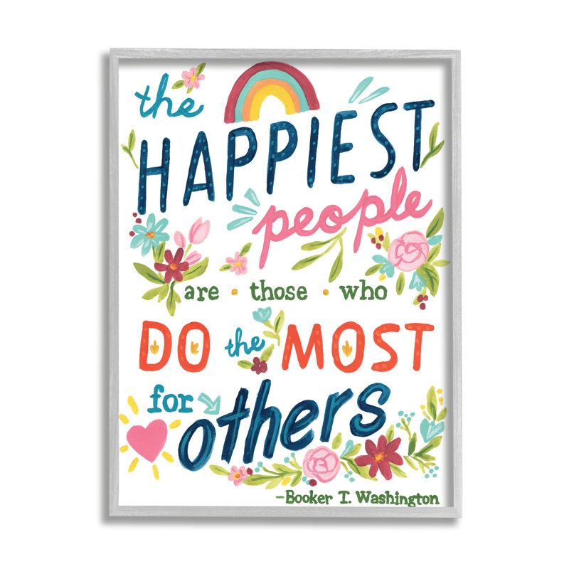Traduction libre «Happy People Do Most for Autres» par June Erica Vess - Art textuel, H 20 po x l 16 po