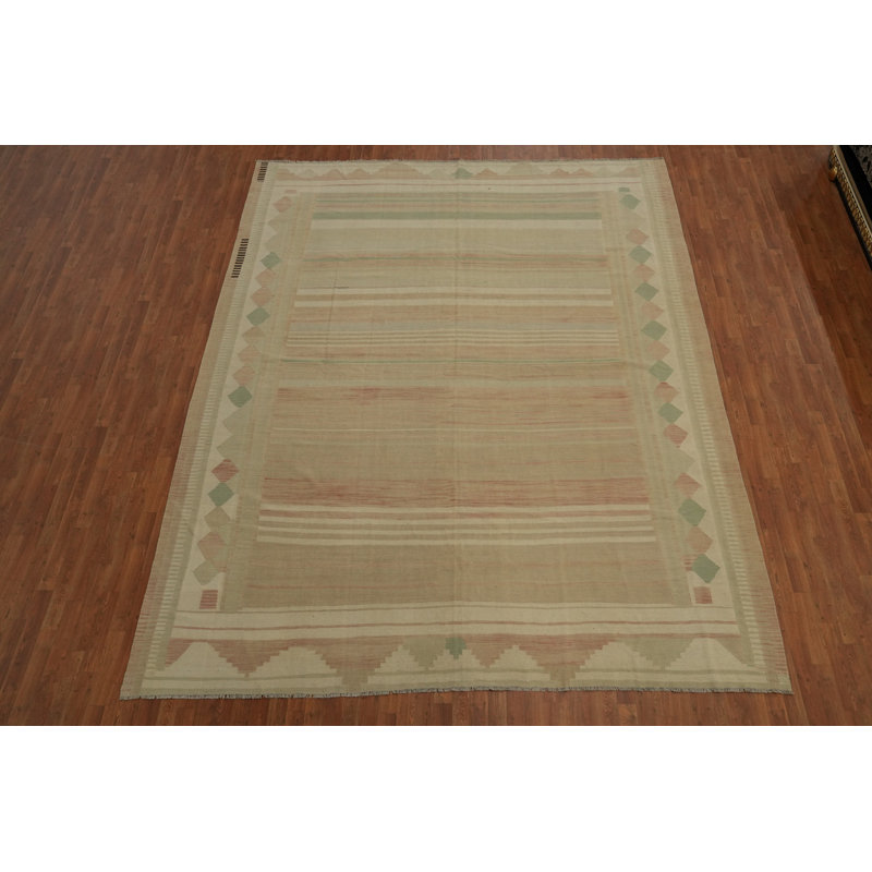 Tapis kilim en laine à tissage plat Earth Tones 10 x 13