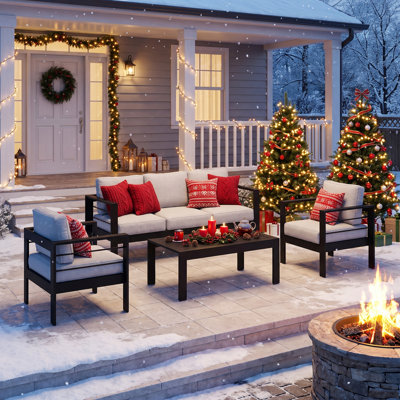 5-Person Aluminum Outdoor Seating Group With Cushions