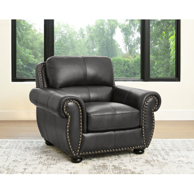 Fauteuil club en cuir fleur Arjana