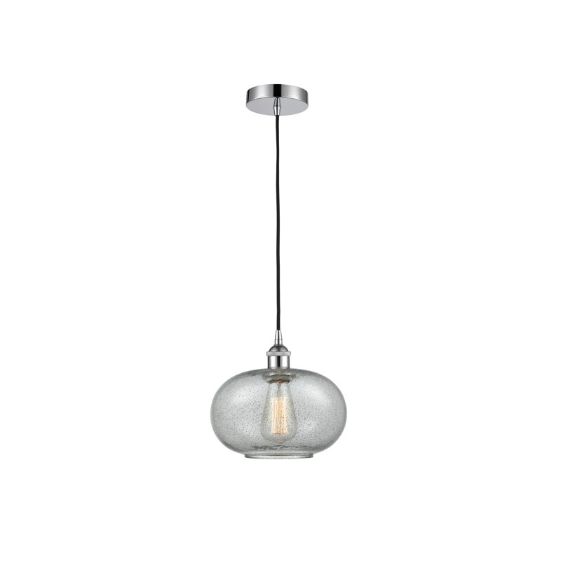 Luminaire suspendu simple à 1 lumière Bobtown, Gris anthracite, Chrome poli
