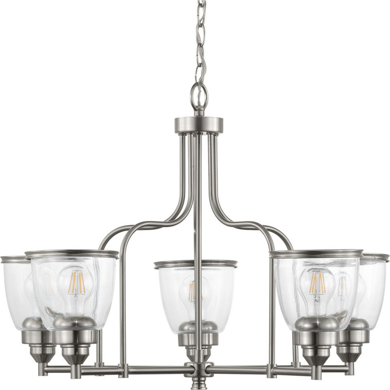 Lustre classique/traditionnel ombré 5 lumières Chaya, Nickel brossé