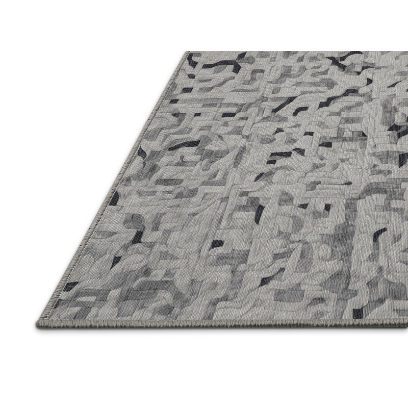 Machine Washable Gray Area Rug, Round 8'