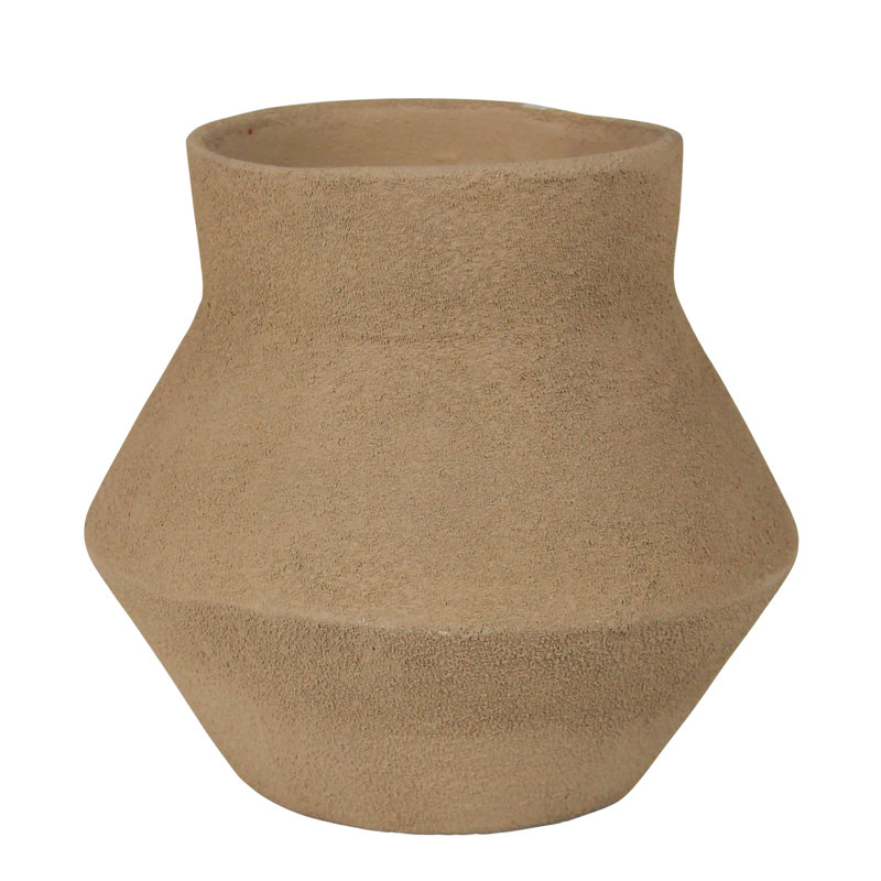 Corsica Angled Pot - Lrg, Beige, 6.75" H x 7.5" W x 7.5" D