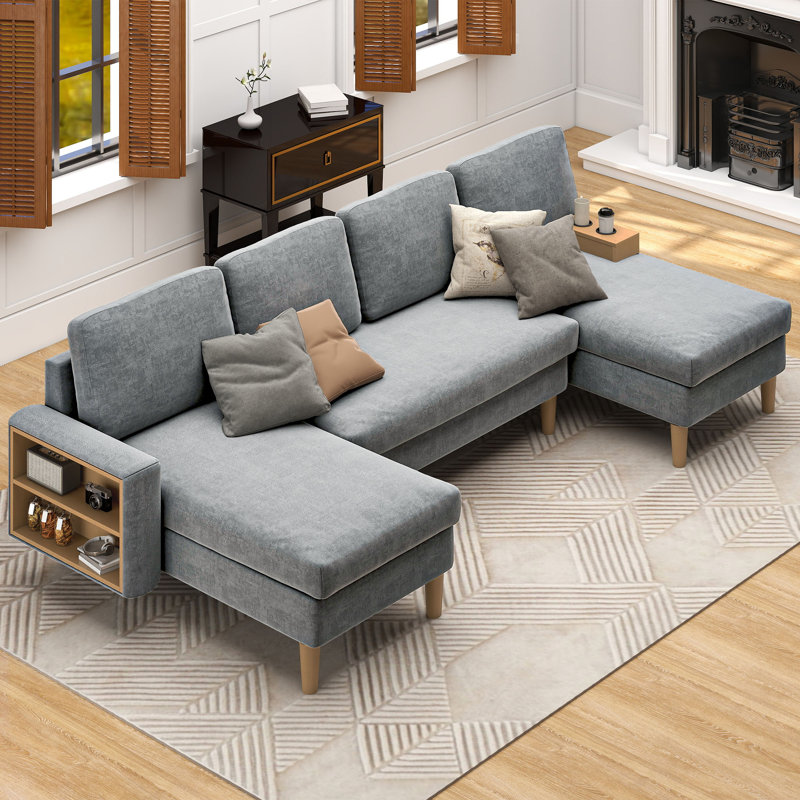 Canapé modulaire en U 109 po, Mélange de polyester gris