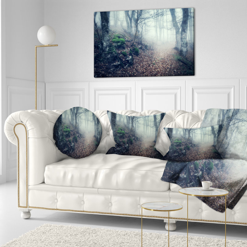 Old Style Path in Forest - Landscape Printed Throw Pillow