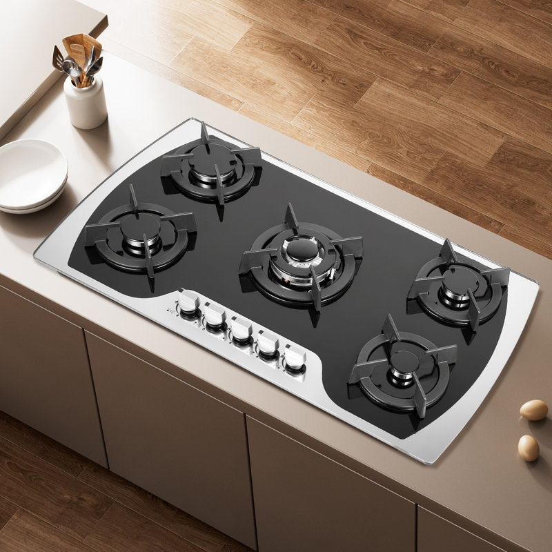 Plaque de cuisson au gaz 35,4 po en acier inoxydable avec 5 brûleurs
