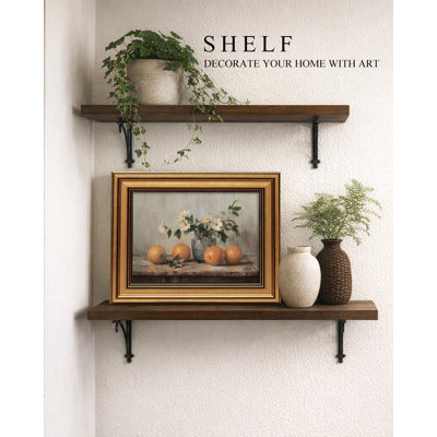 Vintage Classical Rustic Farmhouse Oranges Still Life Painting Framed Canvas Print Wall Art