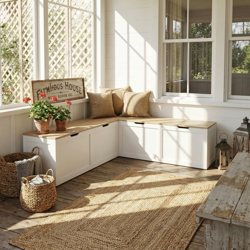 Banc de rangement de coin pour chaussures, Blanc