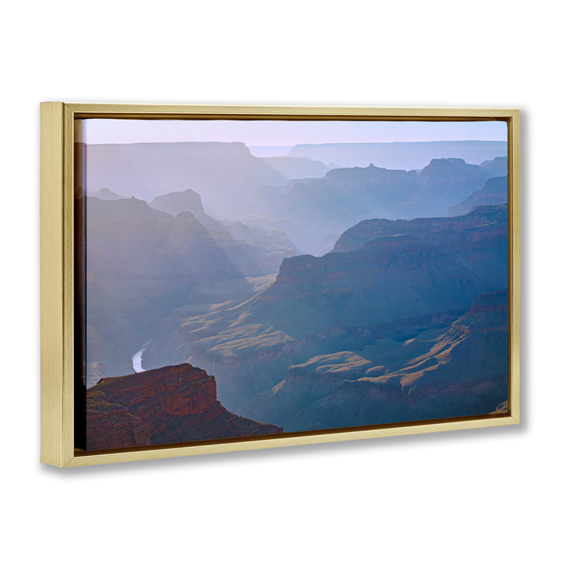 Toile flottante Sun Rays Mountain Mesa par Marty Hulsebos, Cadre flottant métallique doré, H 17 po x l 25 po