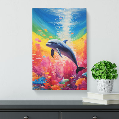 Dolphin Colour Field Art - Wrapped Canvas