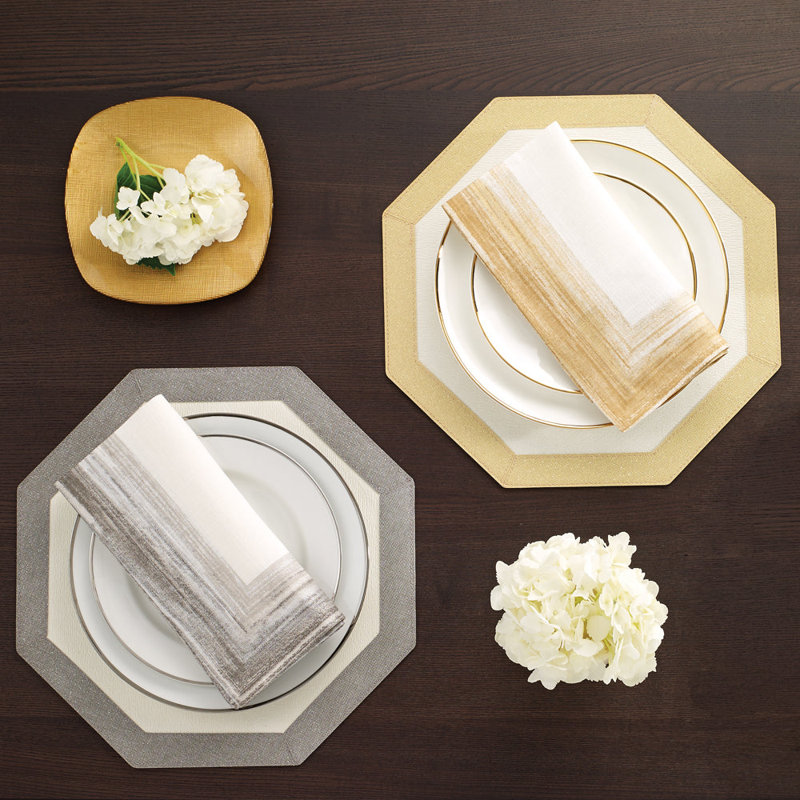 Cornice Napkins, White/Platinum