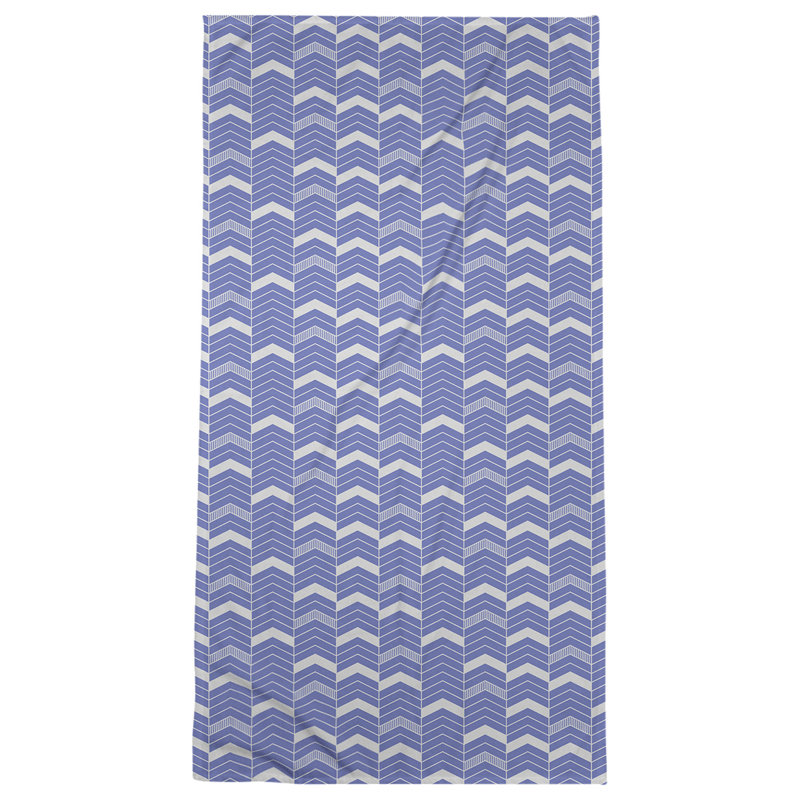 Serviette de bain à chevrons alignés Stephenie, Bleu / Blanc