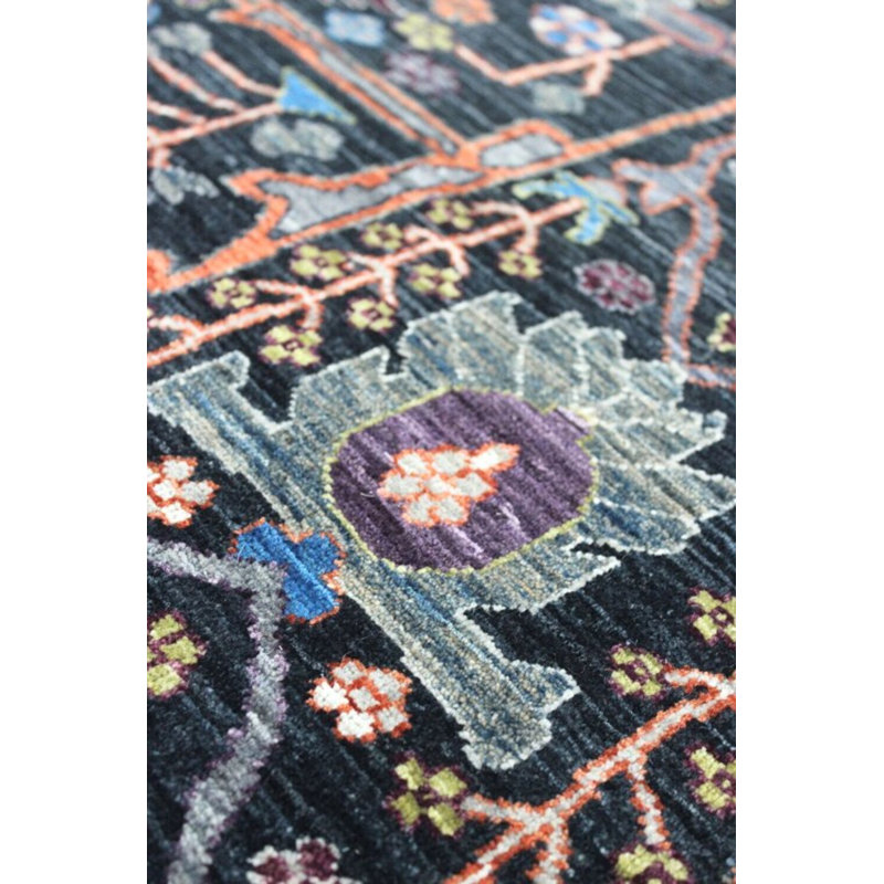 Arabesque Wool Southwestern Area Rug in Gray/Charcoal/Tangerine, Rectangle 9'10" x 13'11"