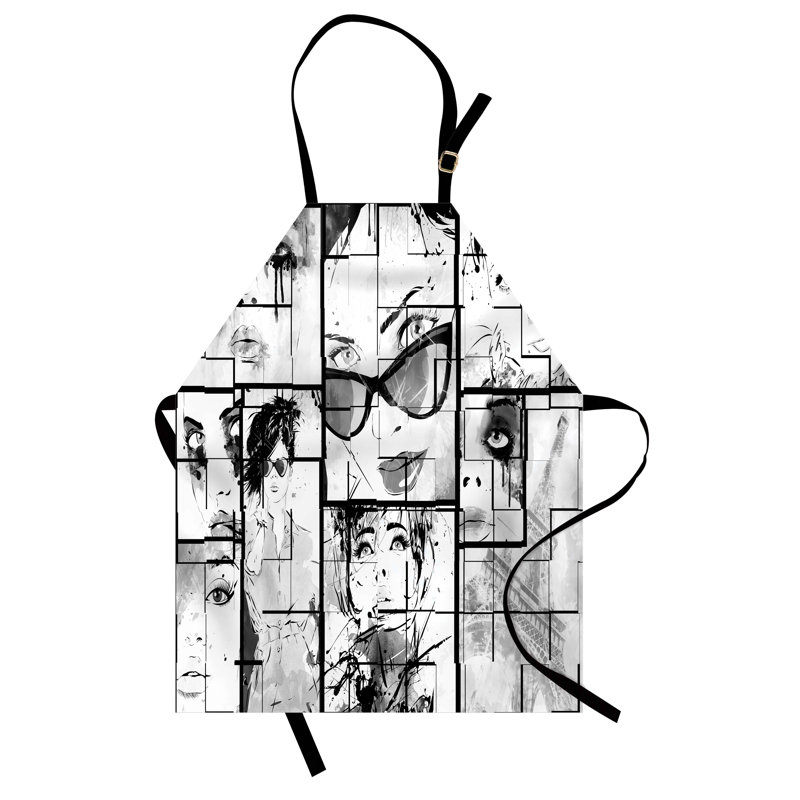 Tablier East Urban Home Tour Eiffel unisexe, Paris fille moderne, taille adulte, noir blanc gris