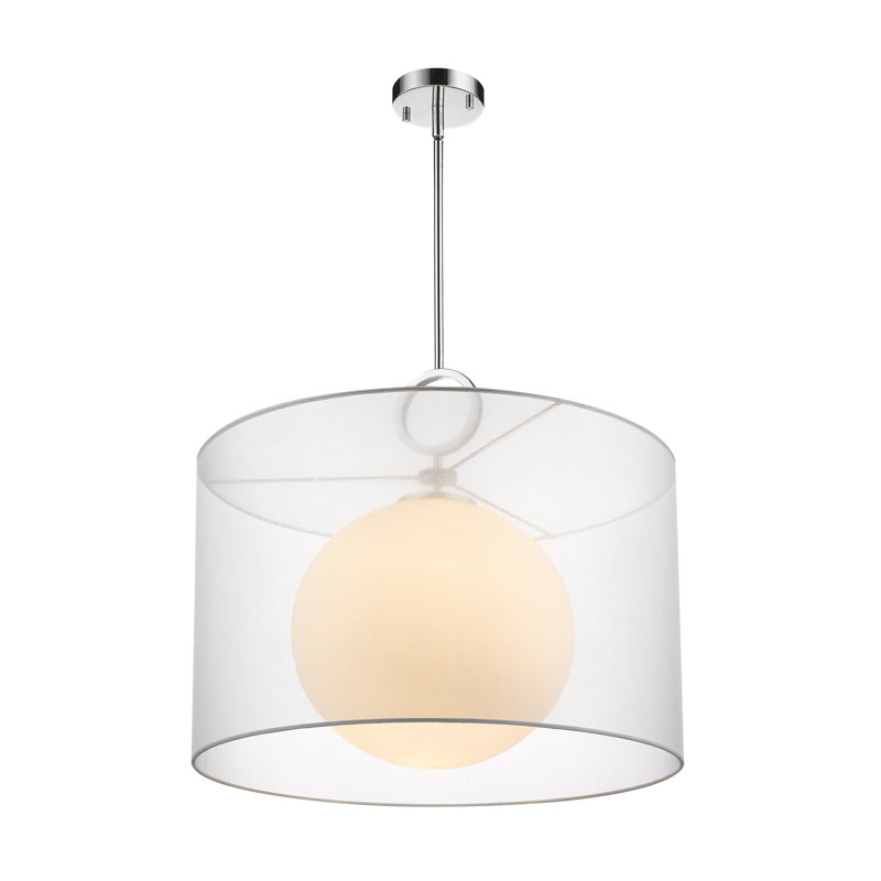 Luminaire suspendu cylindrique à 1 lumière Cayenne, H 22,75 po x l 24 po x P 24 po, Transparent