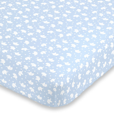 NoJo Super Soft Pink and White Hagar Elephant Fitted Mini Crib Sheet