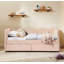 Lit de jour simple en vichy douillet avec deux tiroirs de rangement, avec port USB et adorable tissu en forme de vague-179574918-179574938