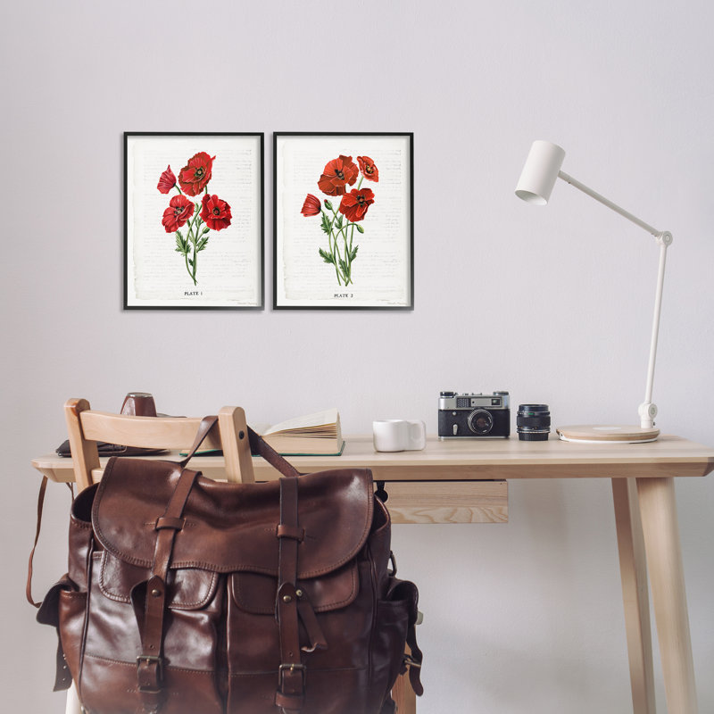 «Poppy Bunch Study», ensemble de 2 impressions giclées encadrées, design par Danielle Murray, H 14 po x l 11 po