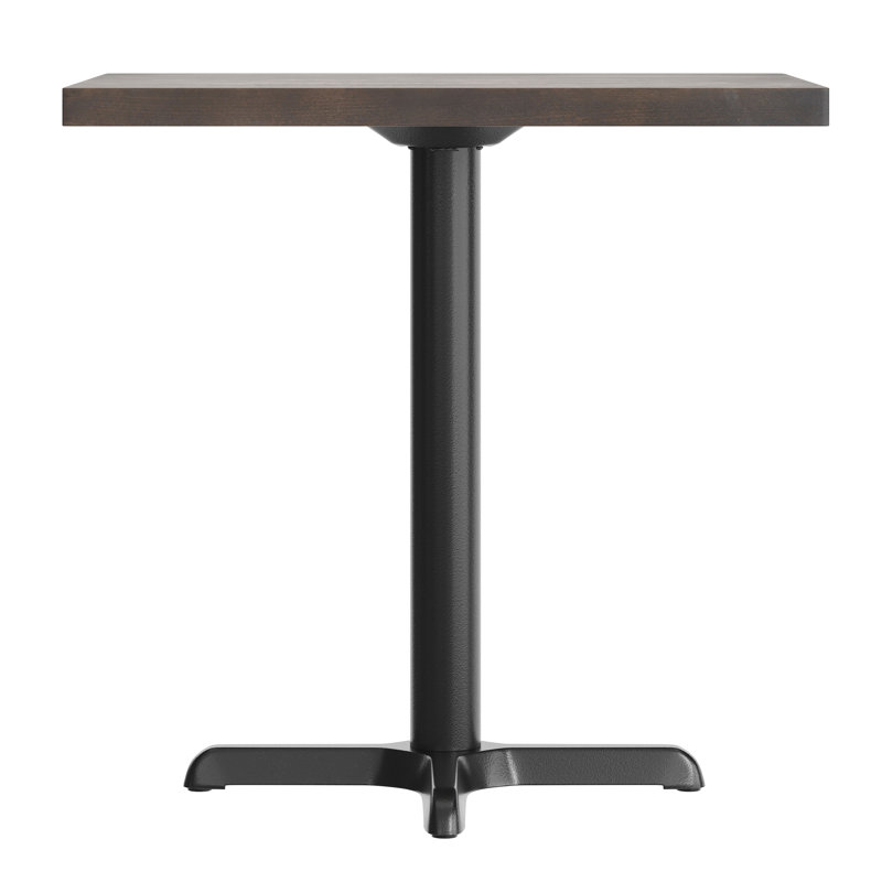 Plateau de table rectangulaire en bois massif avec base en X, Bois brun foncé, H 29,5 po x L 30 po x l 24 po, Noir