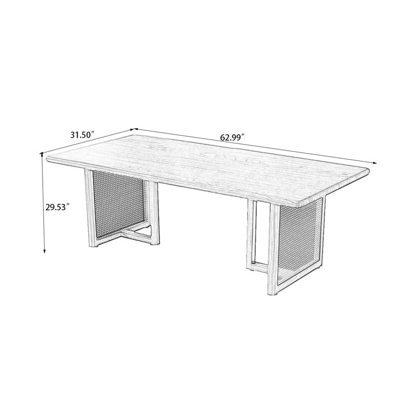 Brown Rectangular Solid Wood Dining Table, 29.53"H x 62.99"L x 31.5"W