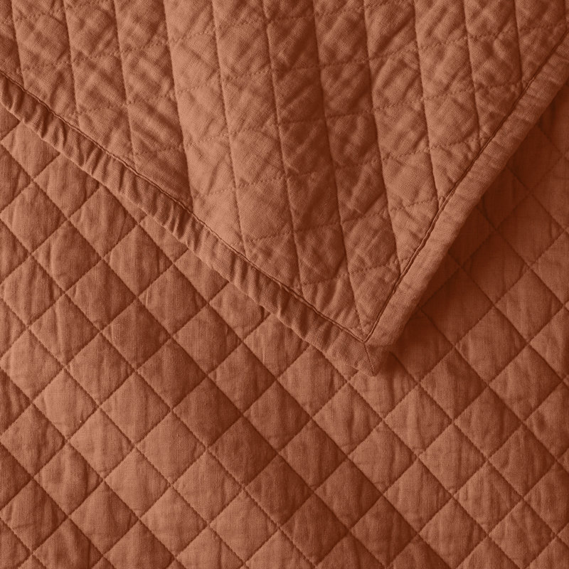 Jeffen Linen Blend Quilt, Full/Queen Quilt, Rust