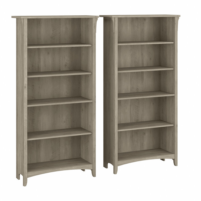 Khadesha Tall 5 Shelf Bookcase - Set Of 2, Driftwood Gray