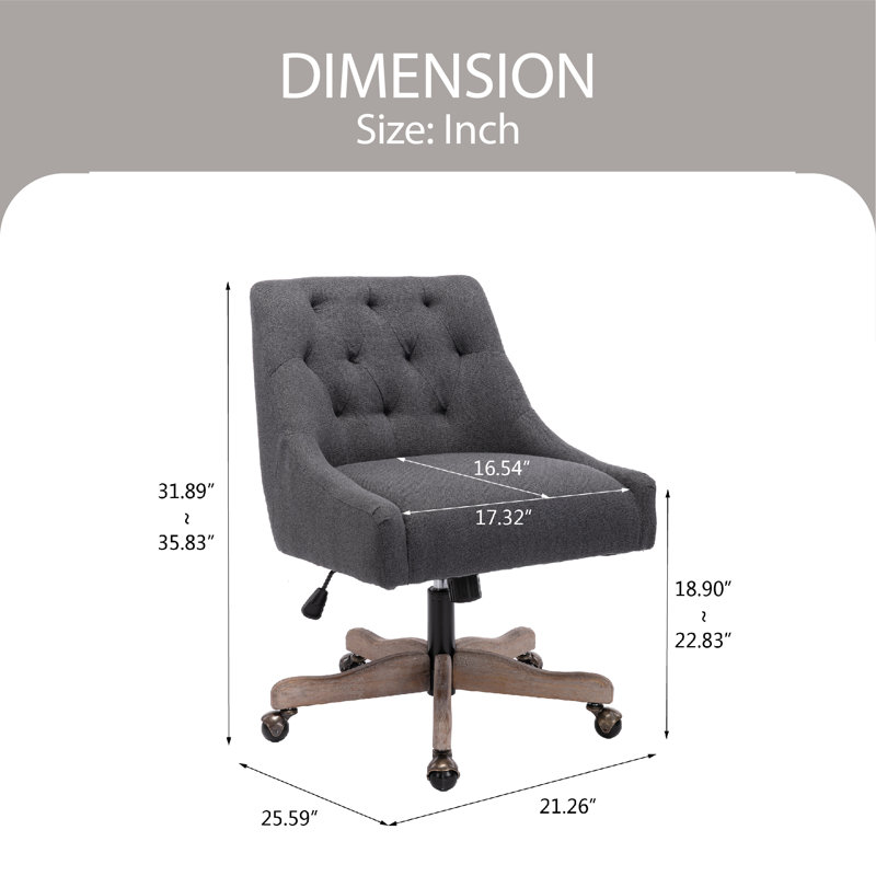 Chaise de bureau en lin, Gris anthracite