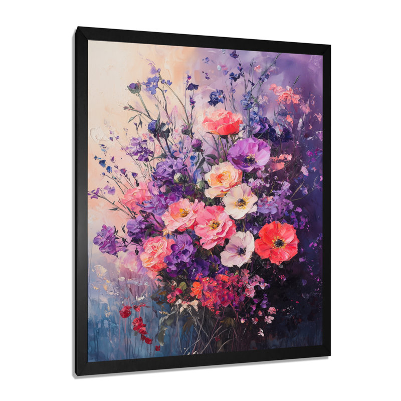 Sarita - art mural floral, H 20 po x l 12 po, Reproduction encadrée d'une seule photo, Noir, noir, noir, noir