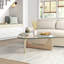 Table basse triangulaire en verre avec base en bois et plateau en verre transparent Mid-Century-757851655