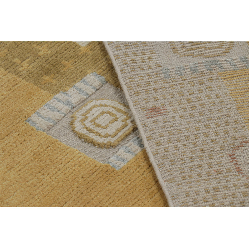 Scandinavian Hand Knotted Wool Geometric Area Rug, Rectangle 12' x 15'