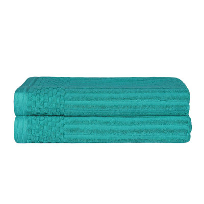 Yaholo Cotton Highly Absorbent Solid and Checkered Border Bath Towels