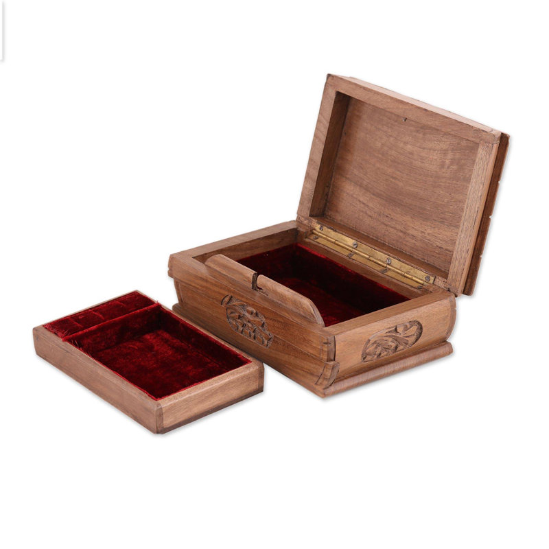 Boîte à bijoux florale en bois