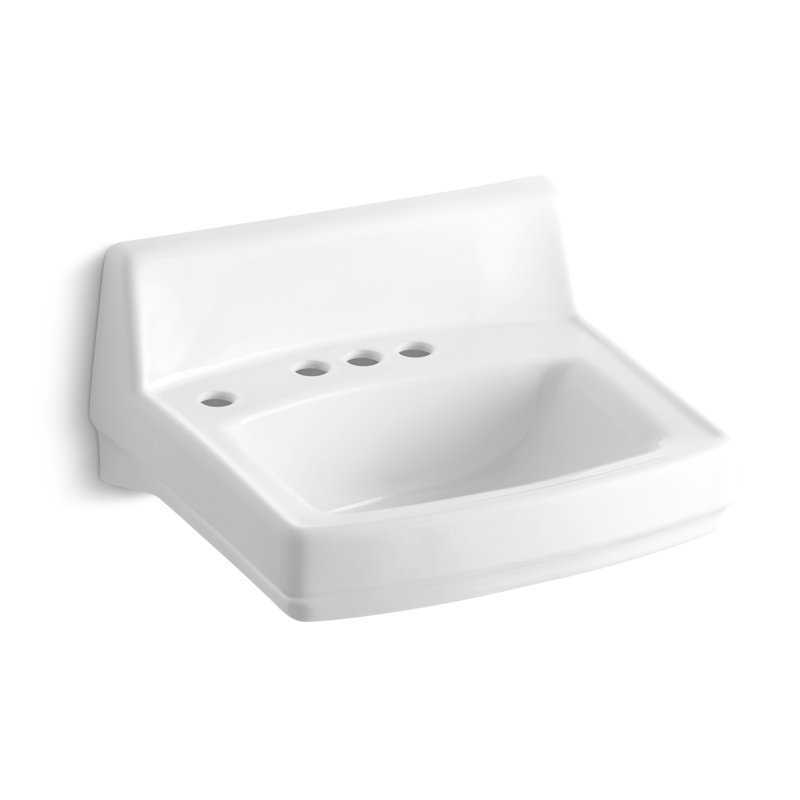 Greenwich Ceramic 21" Wall Mount Bathroom Sink with Overflow, White