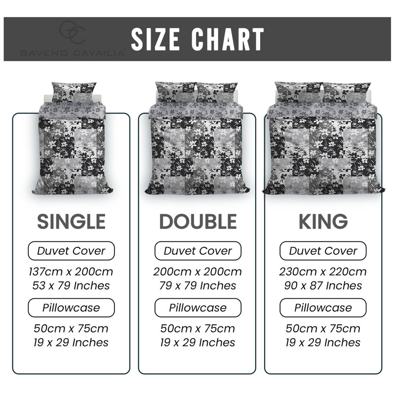 Polycotton Floral Bedding Duvet Cover Set with Pillowcases - Available in Single Double King Machine Washable, Single