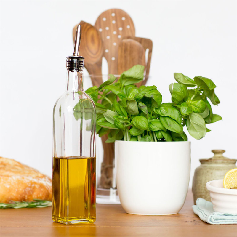 Glass Oil & Vinegar Cruet Set, 31cm H x 6cm W x 6cm D
